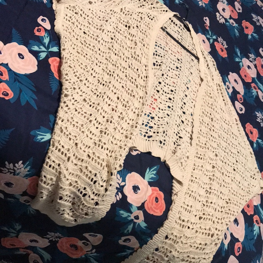 a.n.a Crochet Open Front Cardigan